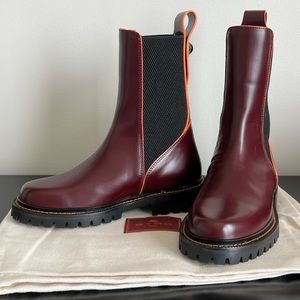 New. Etro Chelsea boots in Burgundy color. Size 6 for Narrow foot. Never worn.